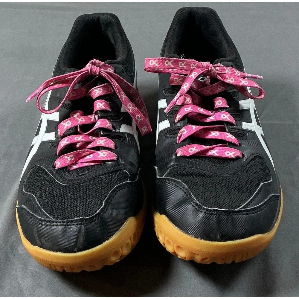 Asics Gel-Rocket Women‎ 7.5 Black White Volleyball Shoes 1072A034 Gum Sole